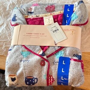 Munki Munki Gray Pajama Set with Pink and Blue Accents